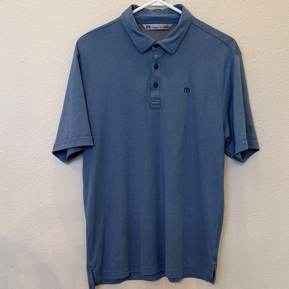 Travis Mathew Make A Wish Men's Blue Polo Shirt Size Medium